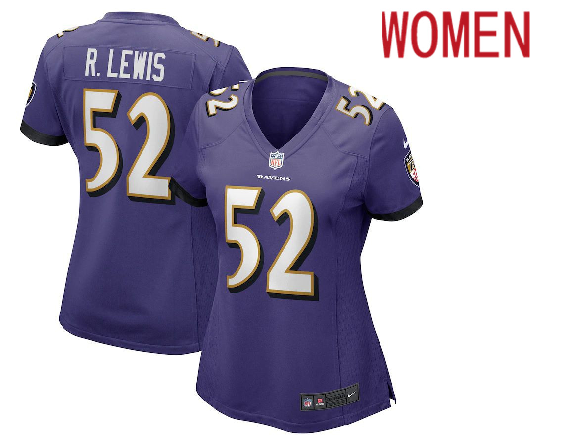 Women Baltimore Ravens #52 Ray Lewis Nike Purple Retired Player NFL Jersey